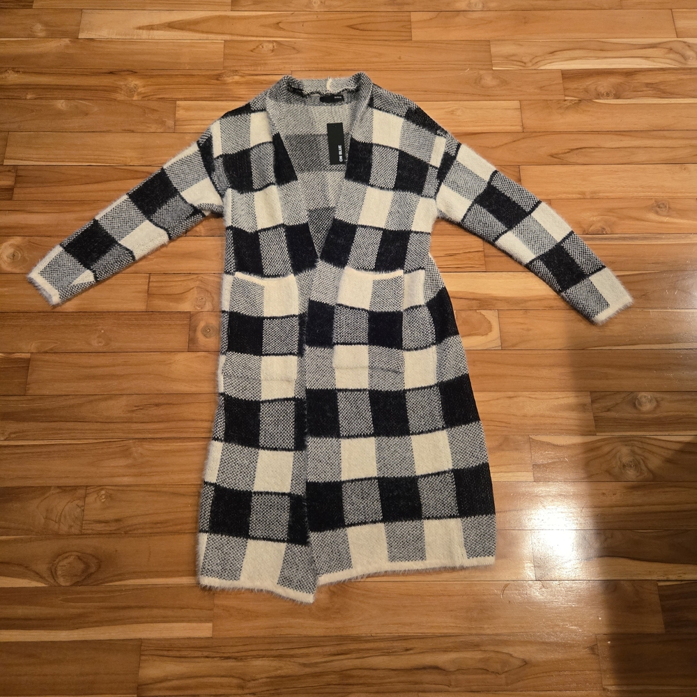 Cozy Plaid Open-Front Cardigan Sweater